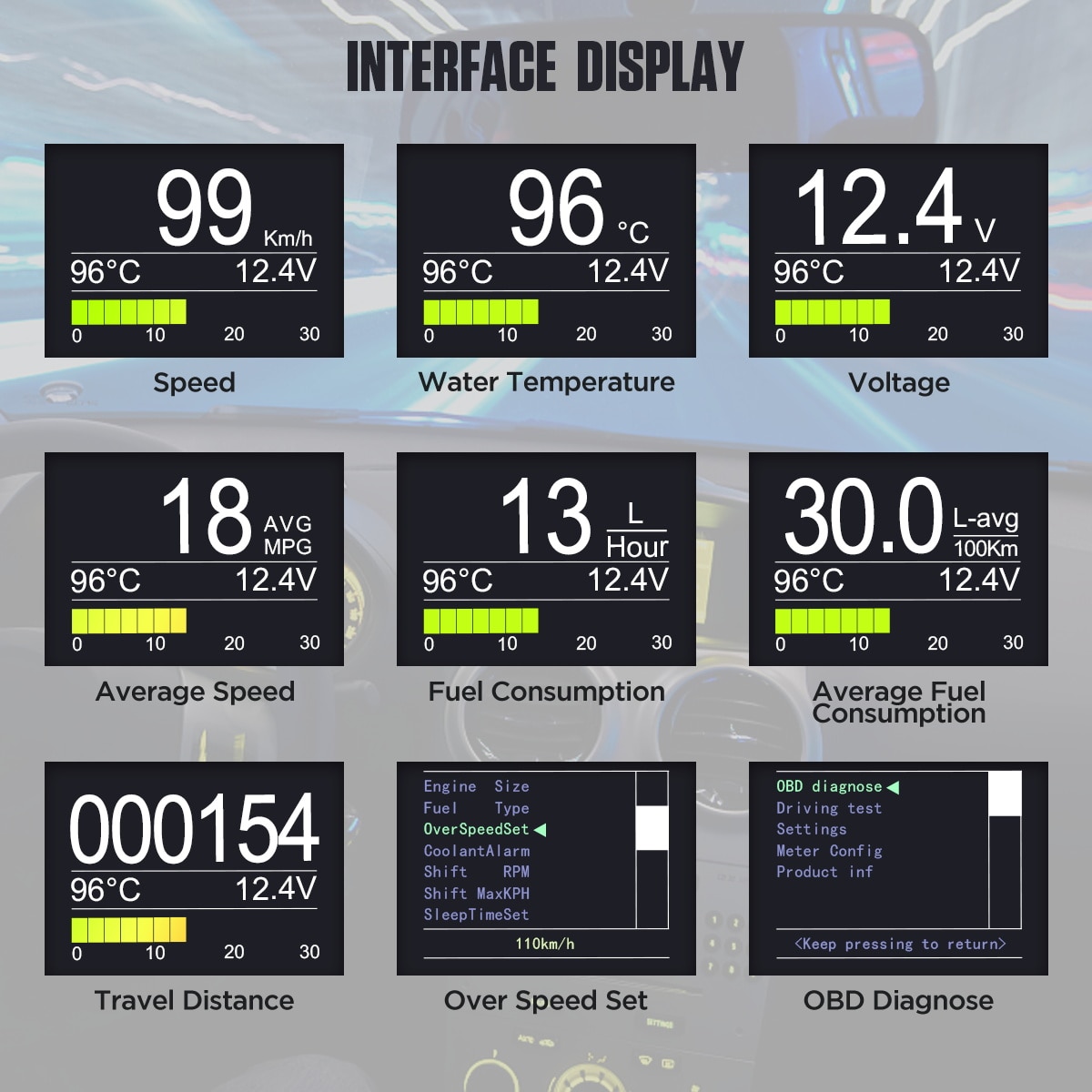 thumbnail image 2 of AUTOOL X50 Plus Head-Up Display OBD2 – Speedometer MPH/KM/H With Overspeed Alarm 2 of 6
